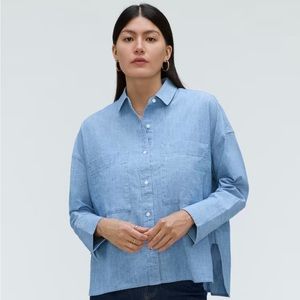 NWT - EVERLANE ReChambray Boxy Oxford Shirt - size XS - mid ReChambray